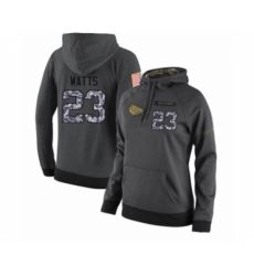 Football Womens Kansas City Chiefs 23 Armani Watts Stitched Black Anthracite Salute to Service Player Performance Hoodie