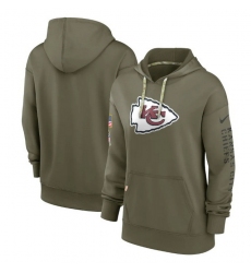 Women Kansas City Chiefs 2022 Olive Salute To Service Therma Performance Pullover Hoodie
