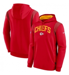Men Kansas City Chiefs Red Sideline Stack Performance Pullover Hoodie 002