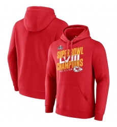 Men Kansas City Chiefs Red Super Bowl LVIII Champions Iconic Victory Pullover Hoodie