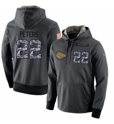 NFL Mens Nike Kansas City Chiefs 22 Marcus Peters Stitched Black Anthracite Salute to Service Player Performance Hoodie
