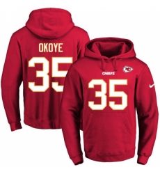 NFL Mens Nike Kansas City Chiefs 35 Christian Okoye Red Name Number Pullover Hoodie