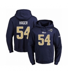 Football Mens Los Angeles Rams 54 Bryce Hager Navy Blue Name Number Pullover Hoodie