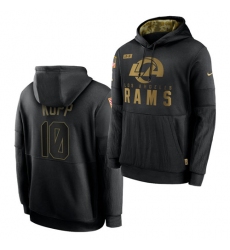 Men Los Angeles Rams 10 Cooper Kupp 2020 Salute To Service Black Sideline Performance Pullover Hoodie