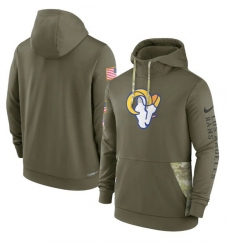 Men Los Angeles Rams 2022 Olive Salute To Service Therma Performance Pullover Hoodie