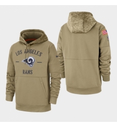 Mens Los Angeles Rams Tan 2019 Salute to Service Sideline Therma Pullover Hoodie