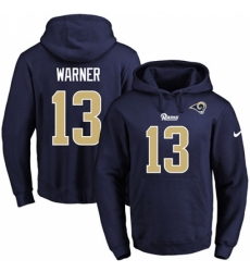 NFL Mens Nike Los Angeles Rams 13 Kurt Warner Navy Blue Name Number Pullover Hoodie