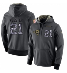 NFL Mens Nike Los Angeles Rams 21 Kayvon Webster Stitched Black Anthracite Salute to Service Player Performance Hoodie