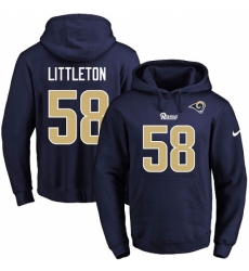 NFL Mens Nike Los Angeles Rams 58 Cory Littleton Navy Blue Name Number Pullover Hoodie