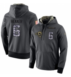 NFL Mens Nike Los Angeles Rams 6 Johnny Hekker Stitched Black Anthracite Salute to Service Player Performance Hoodie