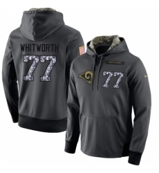 NFL Mens Nike Los Angeles Rams 77 Andrew Whitworth Stitched Black Anthracite Salute to Service Player Performance Hoodie