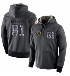 NFL Mens Nike Los Angeles Rams 81 Gerald Everett Stitched Black Anthracite Salute to Service Player Performance Hoodie