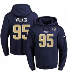 NFL Mens Nike Los Angeles Rams 95 Tyrunn Walker Navy Blue Name Number Pullover Hoodie