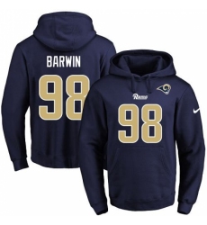 NFL Mens Nike Los Angeles Rams 98 Connor Barwin Navy Blue Name Number Pullover Hoodie