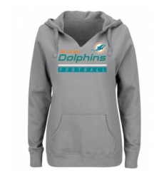 NFL Miami Dolphins Majestic Womens Self Determination Pullover Hoodie Heather Gray
