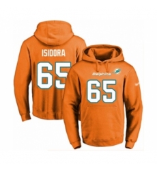 Football Mens Miami Dolphins 65 Danny Isidora Orange Name Number Pullover Hoodie