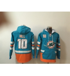 Men Miami Dolphins 10 Tyreek Hill Aqua Lace Up Pullover Hoodie
