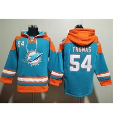 Men Miami Dolphins 54 Zach Thomas Aqua Lace Up Pullover Hoodie