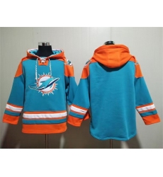 Men Miami Dolphins Blank Aqua Lace Up Pullover Hoodie