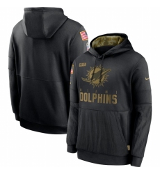 Men Miami Dolphins Nike 2020 Salute to Service Sideline Performance Pullover Hoodie Black