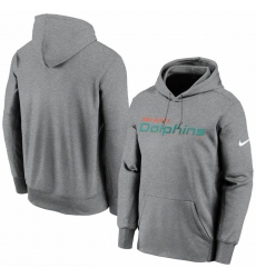 Men Miami Dolphins Nike Fan Gear Wordmark Performance Pullover Hoodie Heathered Charcoal