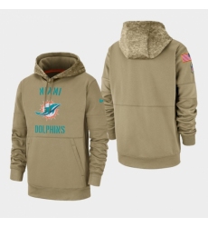 Mens Miami Dolphins Tan 2019 Salute to Service Sideline Therma Pullover Hoodie