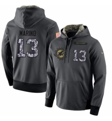 NFL Mens Nike Miami Dolphins 13 Dan Marino Stitched Black Anthracite Salute to Service Player Performance Hoodie