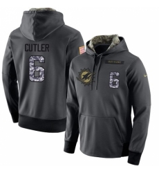 NFL Mens Nike Miami Dolphins 6 Jay Cutler Stitched Black Anthracite Salute to Service Player Performance Hoodie