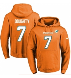 NFL Mens Nike Miami Dolphins 7 Brandon Doughty Orange Name Number Pullover Hoodie