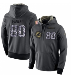 NFL Mens Nike Miami Dolphins 80 Anthony Fasano Stitched Black Anthracite Salute to Service Player Performance Hoodie
