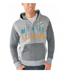 NFL Miami Dolphins G III Sports by Carl Banks Safety Tri Blend Full Zip Hoodie Heathered Gray