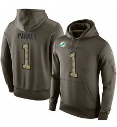 NFL Nike Miami Dolphins 1 Cody Parkey Green Salute To Service Mens Pullover Hoodie