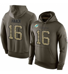 NFL Nike Miami Dolphins 16 Matt Haack Green Salute To Service Mens Pullover Hoodie