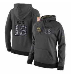 NFL Womens Nike Minnesota Vikings 18 Michael Floyd Stitched Black Anthracite Salute to Service Player Performance Hoodie