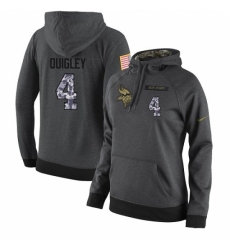 NFL Womens Nike Minnesota Vikings 4 Ryan Quigley Stitched Black Anthracite Salute to Service Player Performance Hoodie