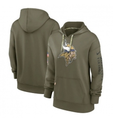 Women Minnesota Vikings 2022 Olive Salute To Service Therma Performance Pullover Hoodie