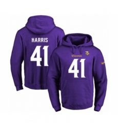 Football Mens Minnesota Vikings 41 Anthony Harris Purple Name Number Pullover Hoodie