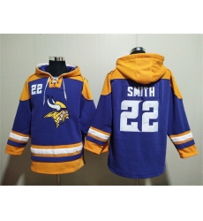 Men Minnesota Vikings 22 Harrison Smith Purple Yellow Ageless Must Have Lace Up Pullover Hoodie