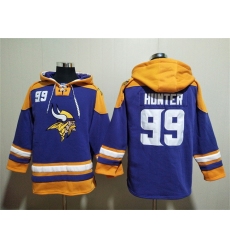Men Minnesota Vikings 99 Danielle Hunter Purple Yellow Ageless Must Have Lace Up Pullover Hoodie