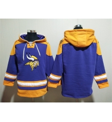 Men Minnesota Vikings Blank Purple Yellow Ageless Must Have Lace Up Pullover Hoodie