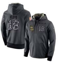 NFL Mens Nike Minnesota Vikings 18 Michael Floyd Stitched Black Anthracite Salute to Service Player Performance Hoodie