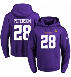 NFL Mens Nike Minnesota Vikings 28 Adrian Peterson Purple Name Number Pullover Hoodie