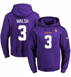 NFL Mens Nike Minnesota Vikings 3 Blair Walsh Purple Name Number Pullover Hoodie
