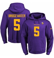 NFL Mens Nike Minnesota Vikings 5 Teddy Bridgewater PurpleGold No Name Number Pullover Hoodie