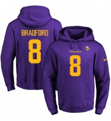 NFL Mens Nike Minnesota Vikings 8 Sam Bradford PurpleGold No Name Number Pullover Hoodie