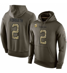 NFL Nike Minnesota Vikings 2 Kai Forbath Green Salute To Service Mens Pullover Hoodie