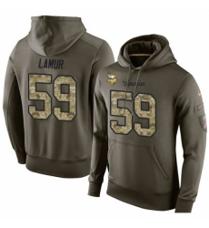 NFL Nike Minnesota Vikings 59 Emmanuel Lamur Green Salute To Service Mens Pullover Hoodie