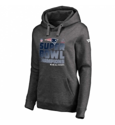 NFL Womens New England Patriots Pro Line by Fanatics Branded Charcoal Super Bowl LI Champions Trophy Collection Locker Room Pullover Hoodie