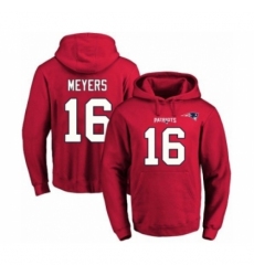 Football Mens New England Patriots 16 Jakobi Meyers Red Name Number Pullover Hoodie