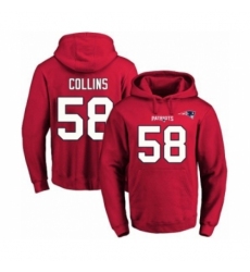 Football Mens New England Patriots 58 Jamie Collins Red Name Number Pullover Hoodie
